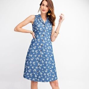Denim Floral Dress by Easel, small